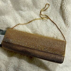 WHITING & DAVIS gold clutch